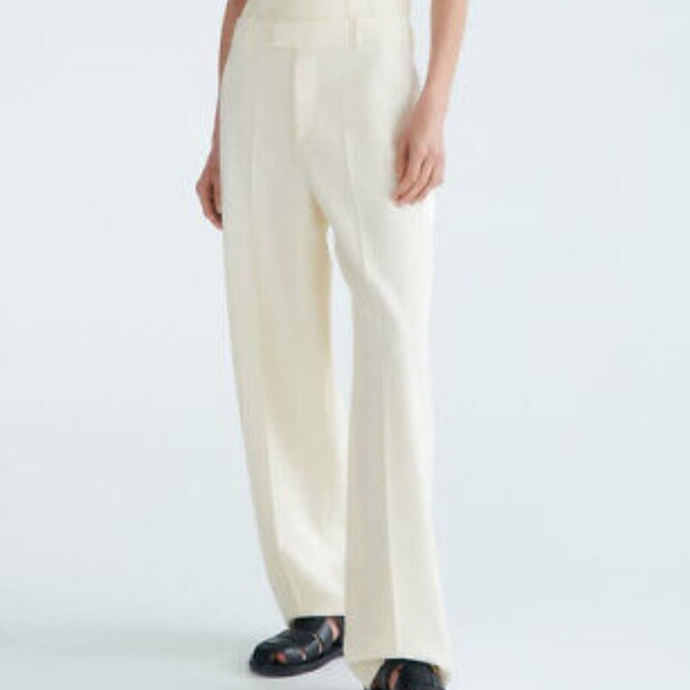Zara The Masculine Low Rise Trousers Ecru